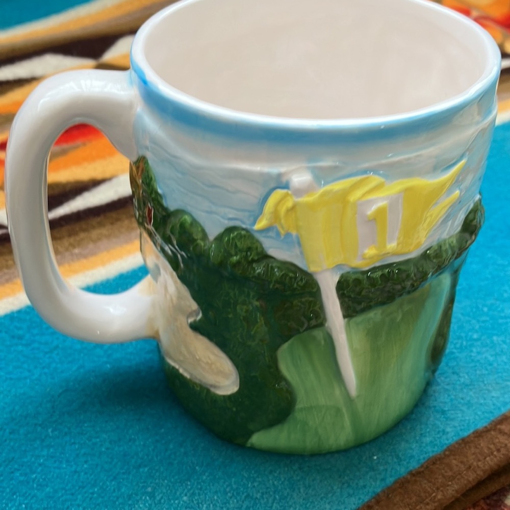 VINTAGE SWANK PUTTER CUP GANZ FIGURINE LASER ETCHED 3 D CUBE HAND PAINTED MUG - Picture 11 of 17